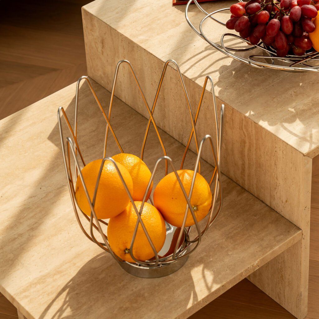63 3 1 Apexerahomelife Majestic Stainless Steel Bud Basket Mirror Polished Woven Fruit Bowl