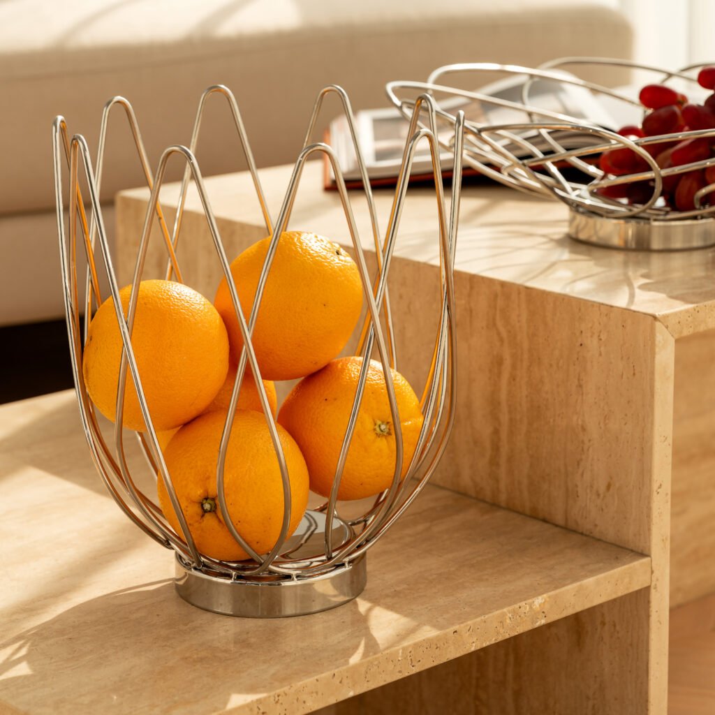 63 4 1 Apexerahomelife Majestic Stainless Steel Bud Basket Mirror Polished Woven Fruit Bowl