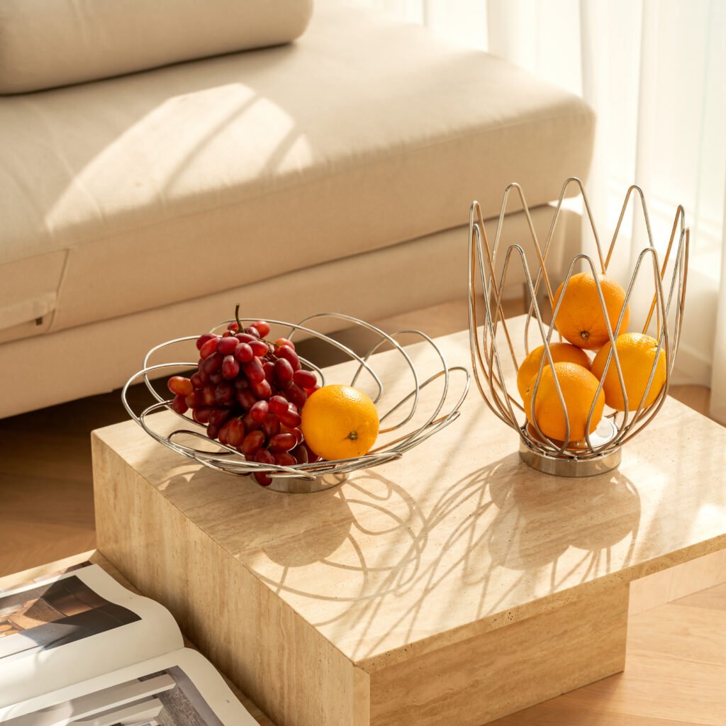 63 5 1 Apexerahomelife Majestic Stainless Steel Bud Basket Mirror Polished Woven Fruit Bowl