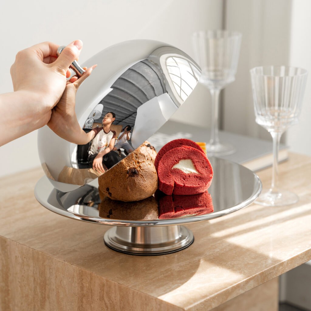 67 2 1 Steel Swirl Plate for Artistic Desserts - Luxury Mirror Polished Stainless Steel Mousse Dish by Apexerahomelife.