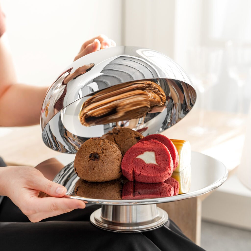 67 4 1 Steel Swirl Plate for Artistic Desserts - Luxury Mirror Polished Stainless Steel Mousse Dish by Apexerahomelife.