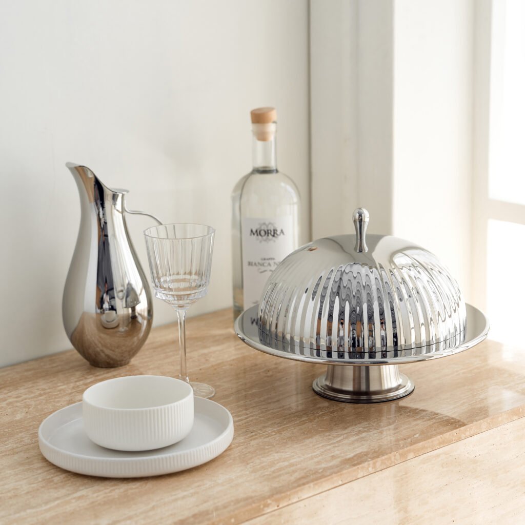 68 2 1 Steel Swirl Plate for Artistic Desserts - Luxury Mirror Polished Stainless Steel Mousse Dish by Apexerahomelife.