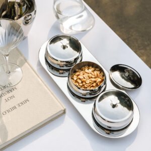 Creative style stainless steel dried fruit plate, light luxury home coffee table, snack bowl, nut plate, fruit plate style home decoration ornaments