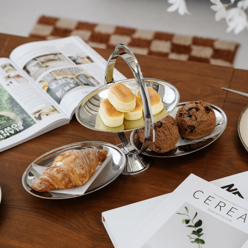 77 3 1 Steel Folding Tier Plate for High Tea - Luxury Mirror Polished Stainless Steel 3-Tier Server by Apexerahomelife.