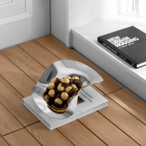 Simple and creative stainless steel irregular-shaped fruit plate, home light luxury European-style dried fruit plate, home living room coffee table, creative fruit basin, candy plate, home decoration ornaments