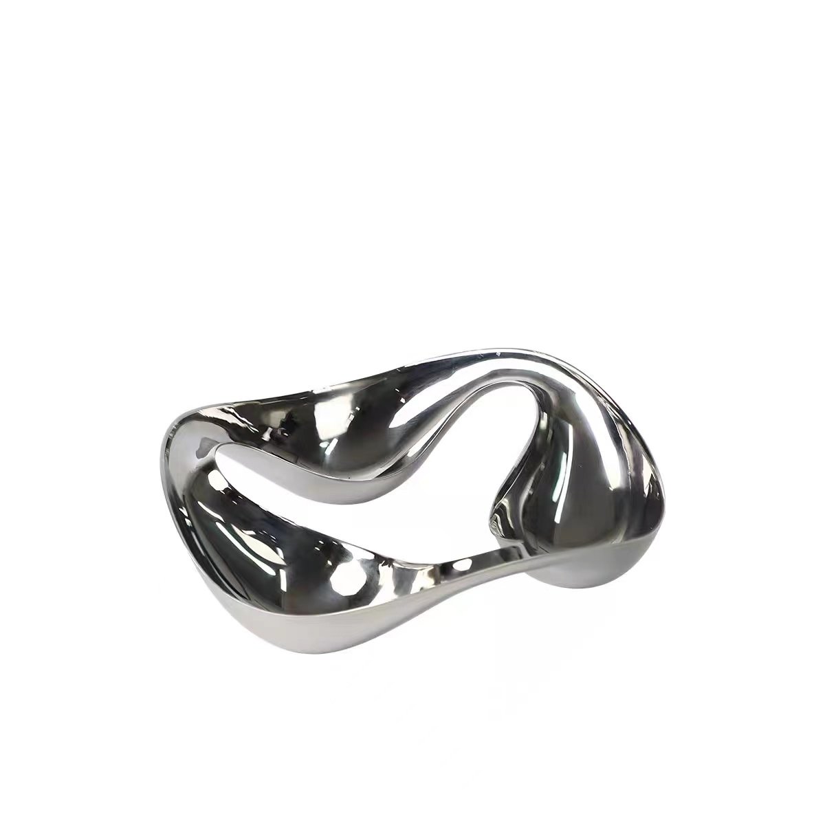 Simple and creative stainless steel irregular-shaped fruit plate, home light luxury European-style dried fruit plate, home living room coffee table, creative fruit basin, candy plate, home decoration ornaments - Image 4