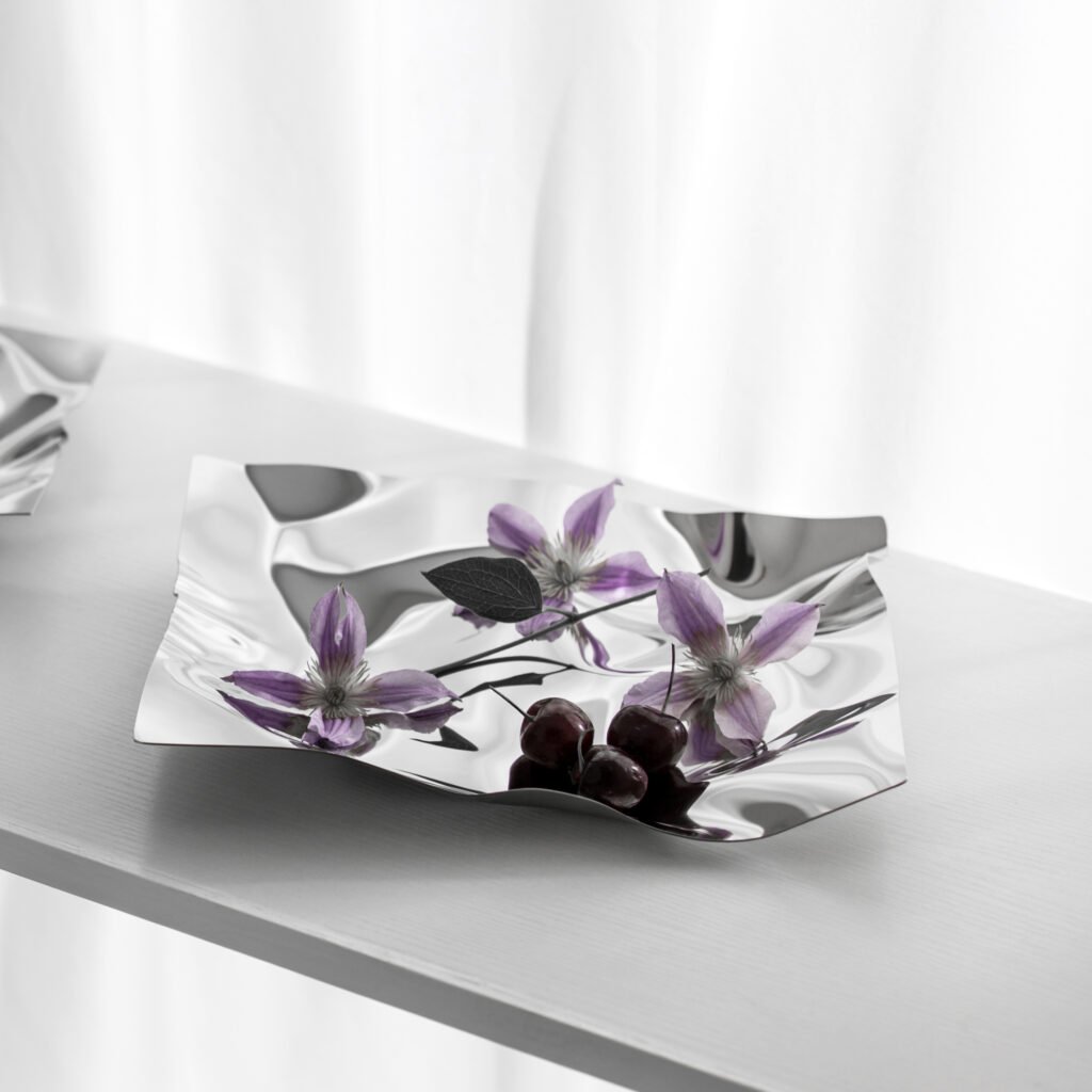 81 1 1 Steel Crinkled Bowl for Luxury Interiors - Premium Mirror Polished Stainless Steel Sculptural Platter by Apexerahomelife.