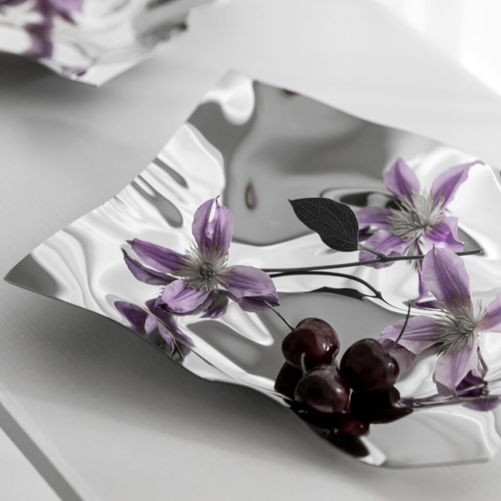 81 2 1 Steel Crinkled Bowl for Luxury Interiors - Premium Mirror Polished Stainless Steel Sculptural Platter by Apexerahomelife.