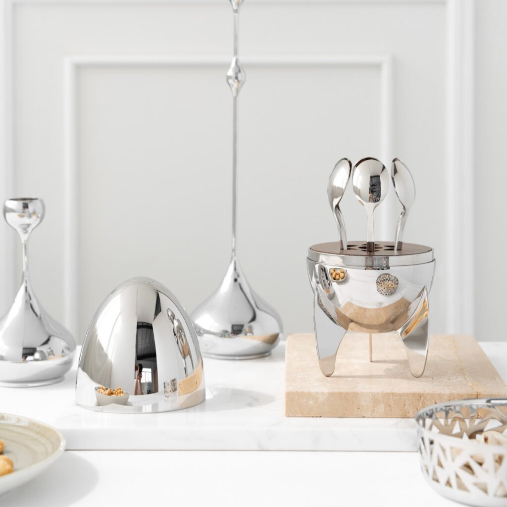 82 1 1 Steel Rocket Tableware Set - Luxury Mirror Polished Stainless Steel Egg Shaped Server by Apexerahomelife.