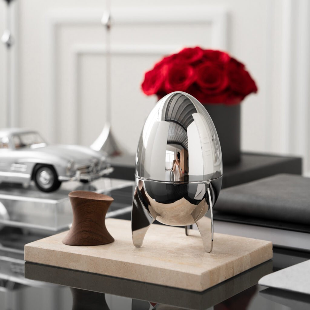 82 9 1 Steel Rocket Tableware Set - Luxury Mirror Polished Stainless Steel Egg Shaped Server by Apexerahomelife.