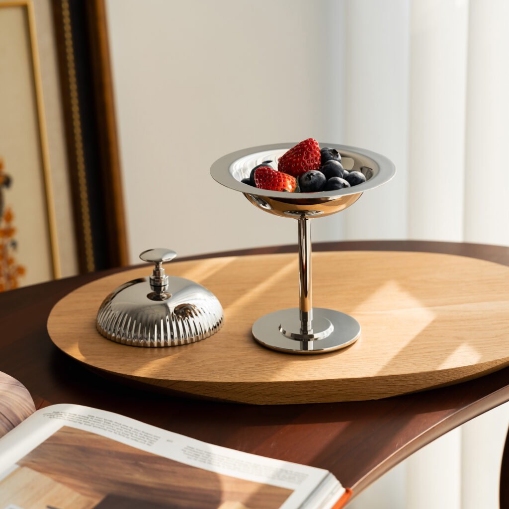 93 10 1 Steel Dessert Server with Lid - Luxury Mirror Polished Stainless Steel Gourmet Bowl by Apexerahomelife.