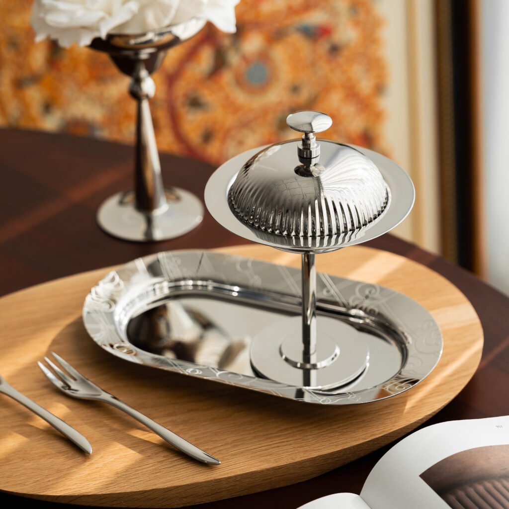 93 3 1 Steel Dessert Server with Lid - Luxury Mirror Polished Stainless Steel Gourmet Bowl by Apexerahomelife.