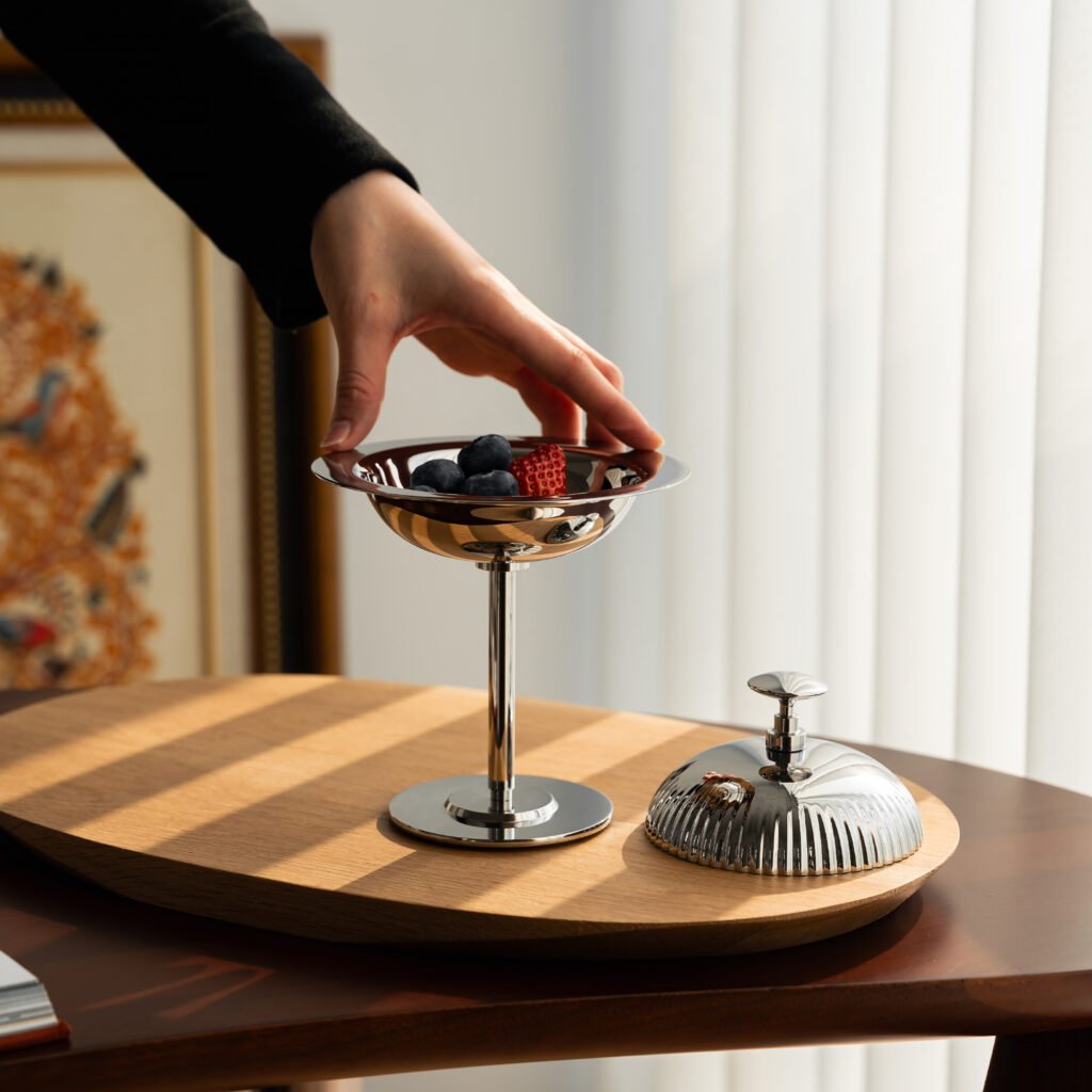 93 5 1 Steel Dessert Server with Lid - Luxury Mirror Polished Stainless Steel Gourmet Bowl by Apexerahomelife.