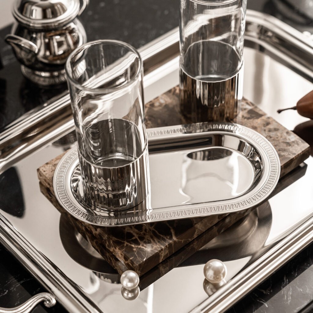 96 4 1 Steel Vintage Tumbler and Tray Set - Luxury Mirror Polished Stainless Steel Drinking Cup by Apexerahomelife.