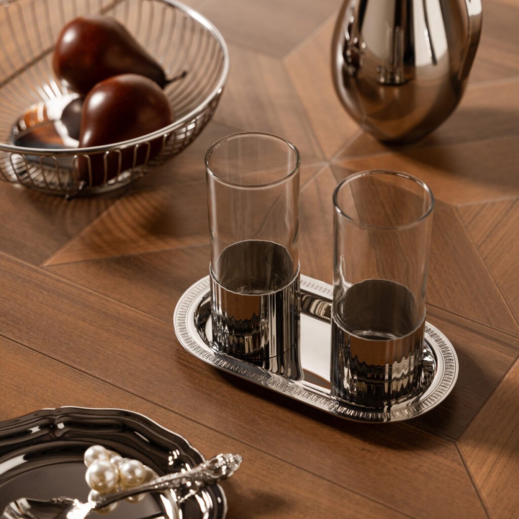 96 8 1 Steel Vintage Tumbler and Tray Set - Luxury Mirror Polished Stainless Steel Drinking Cup by Apexerahomelife.