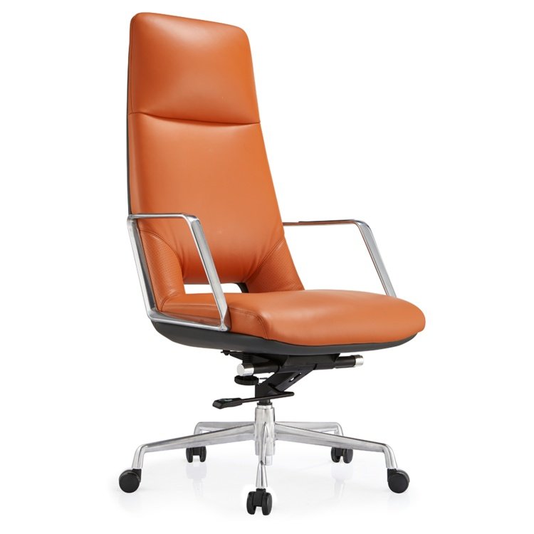 New Product Office Chairs Luxury Ergonomic Executive Genuine Leather Aluminum Modern Leather Office Chair - Image 7
