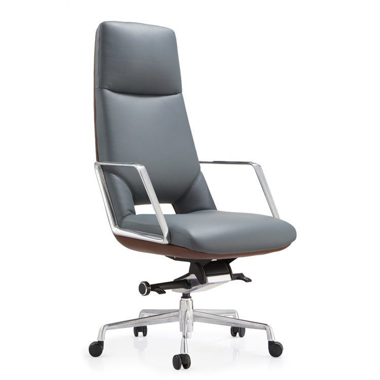 New Product Office Chairs Luxury Ergonomic Executive Genuine Leather Aluminum Modern Leather Office Chair - Image 4