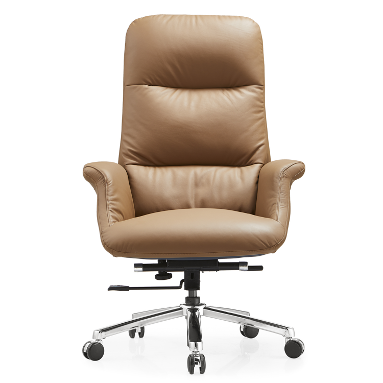 New Product Office Chairs Luxury Ergonomic Executive Genuine Leather Aluminum Modern Leather Office Chair