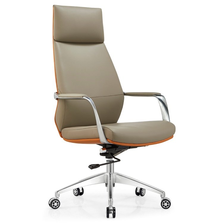 New Product Office Chairs Luxury Ergonomic Executive Genuine Leather Aluminum Modern Leather Office Chair - Image 3