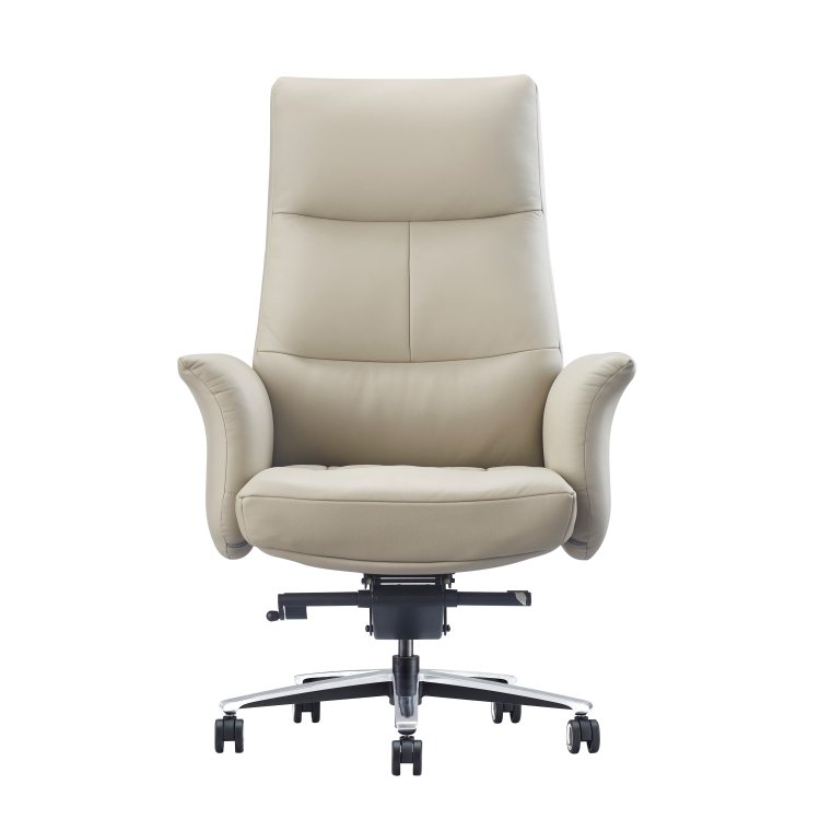 New Product Office Chairs Luxury Ergonomic Executive Genuine Leather Aluminum Modern Leather Office Chair