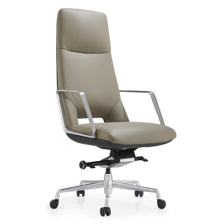 New Product Office Chairs Luxury Ergonomic Executive Genuine Leather Aluminum Modern Leather Office Chair - Image 9