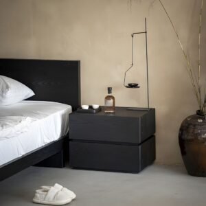 Wood grain Nightstand in Bedroom Wooden Sofa Side Storage with Sliding Drawers