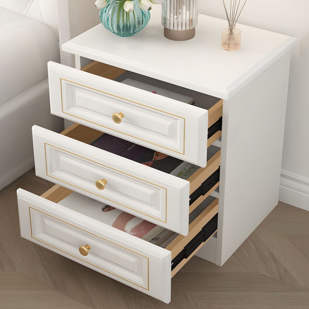 Modern European Side Table in black and white with E0 panels.