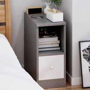 Modern Nightstand in Bedroom Wooden Sofa Side Storage with Sliding Drawers