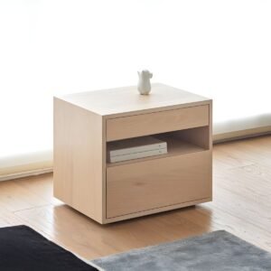 Modern Nightstand in Bedroom Wooden Sofa Side Storage with Sliding Drawers