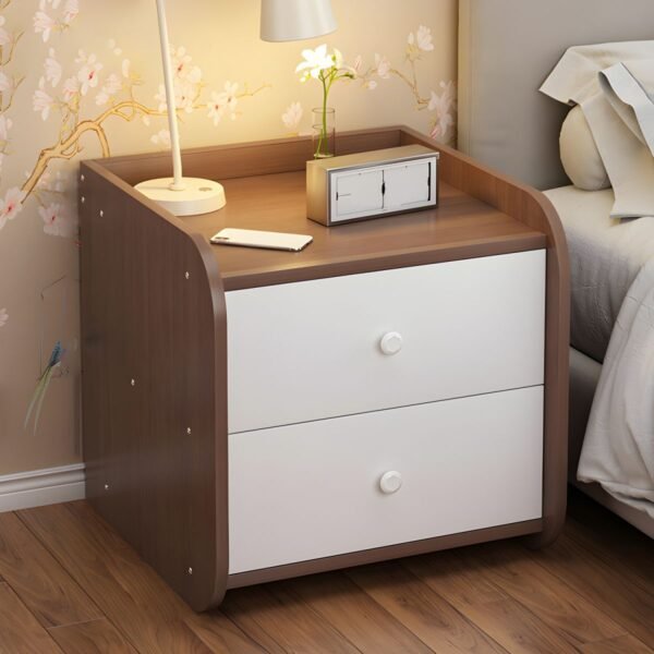 Chic Petite Nightstand in minimalist white and grey with E0 wood.