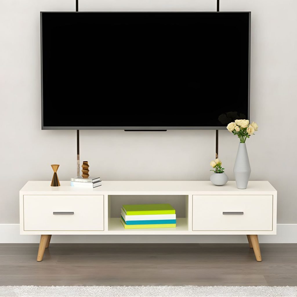 Sleek Low Profile TV Console 180cm with open cubby.