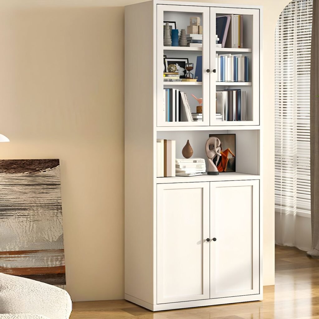 1200x1200 310 Wooden Modern Bookcase With Embedded 2/6 Doors Storage Living Room Library Cabinet Book Shelvese Bookshelf