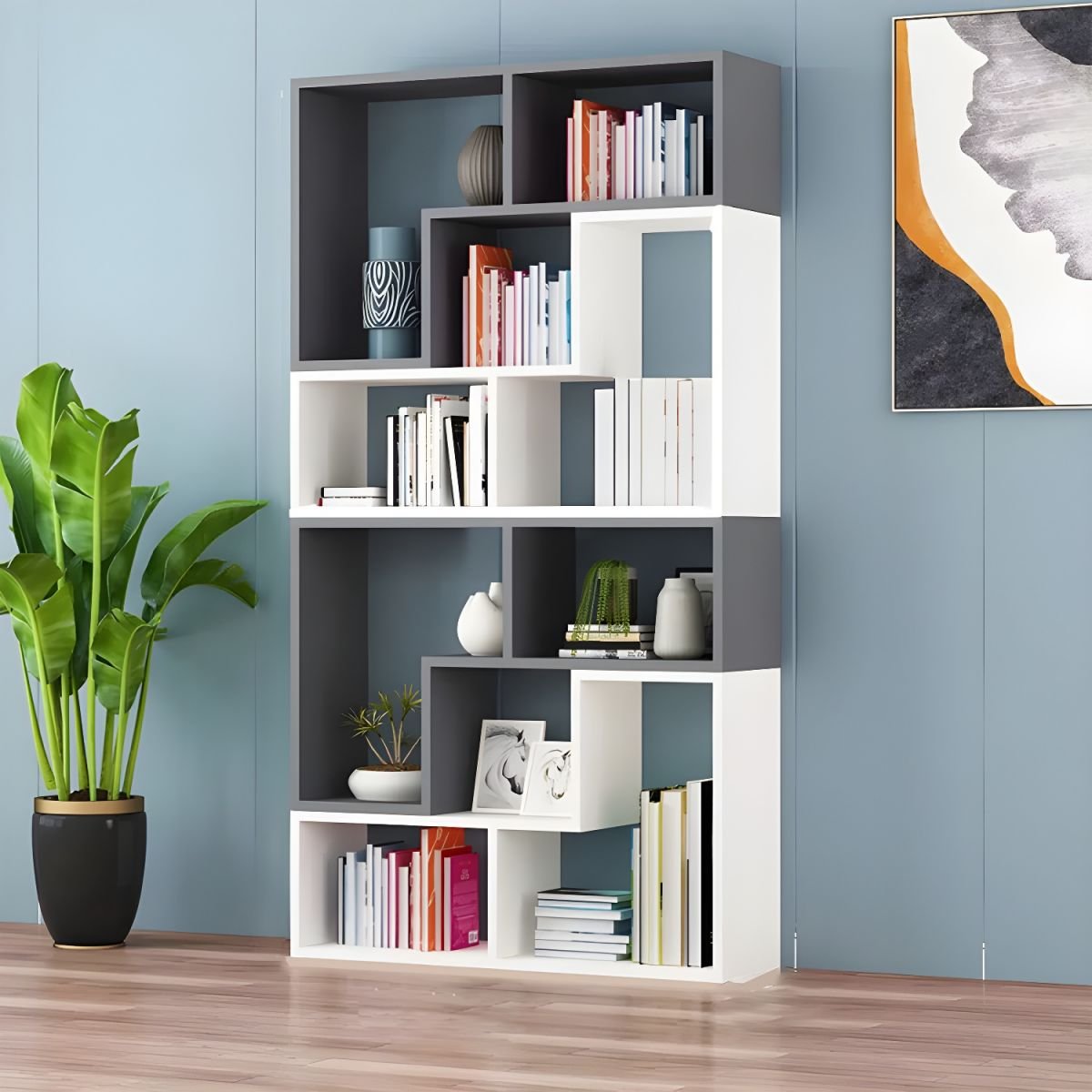 Modern Minimalist Small Bookcase - Tool-Free Easy Assembly Open Shelf Organizer - Image 2
