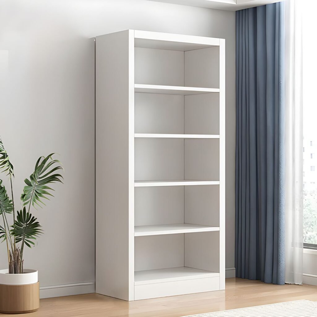 1200x1200 330 Minimalist Open Bookcase - Easy Assembly Modern Wooden Storage Shelf in White & Wood Color Bookshelf