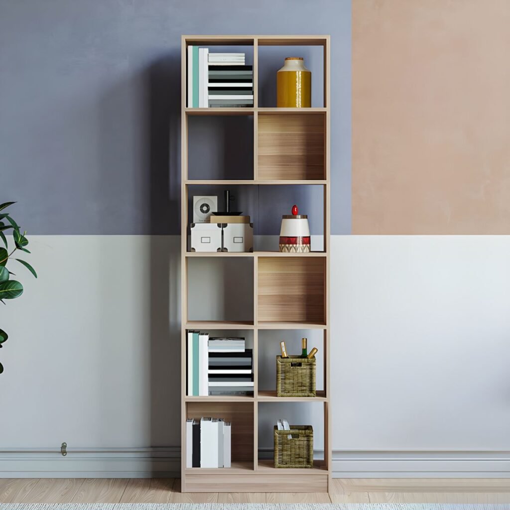 1200x1200 335 Modern 8-Cube Open Bookcase - Minimalist Wooden Storage Organizer for Home Office