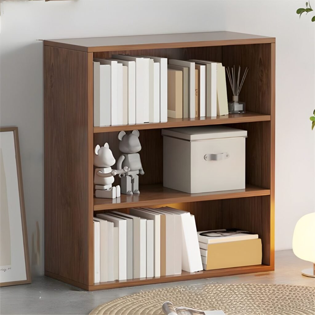 1200x1200 339 Modern Wooden Bookcase with Open Shelf Design - 3-Tier Minimalist Storage for Small Spaces
