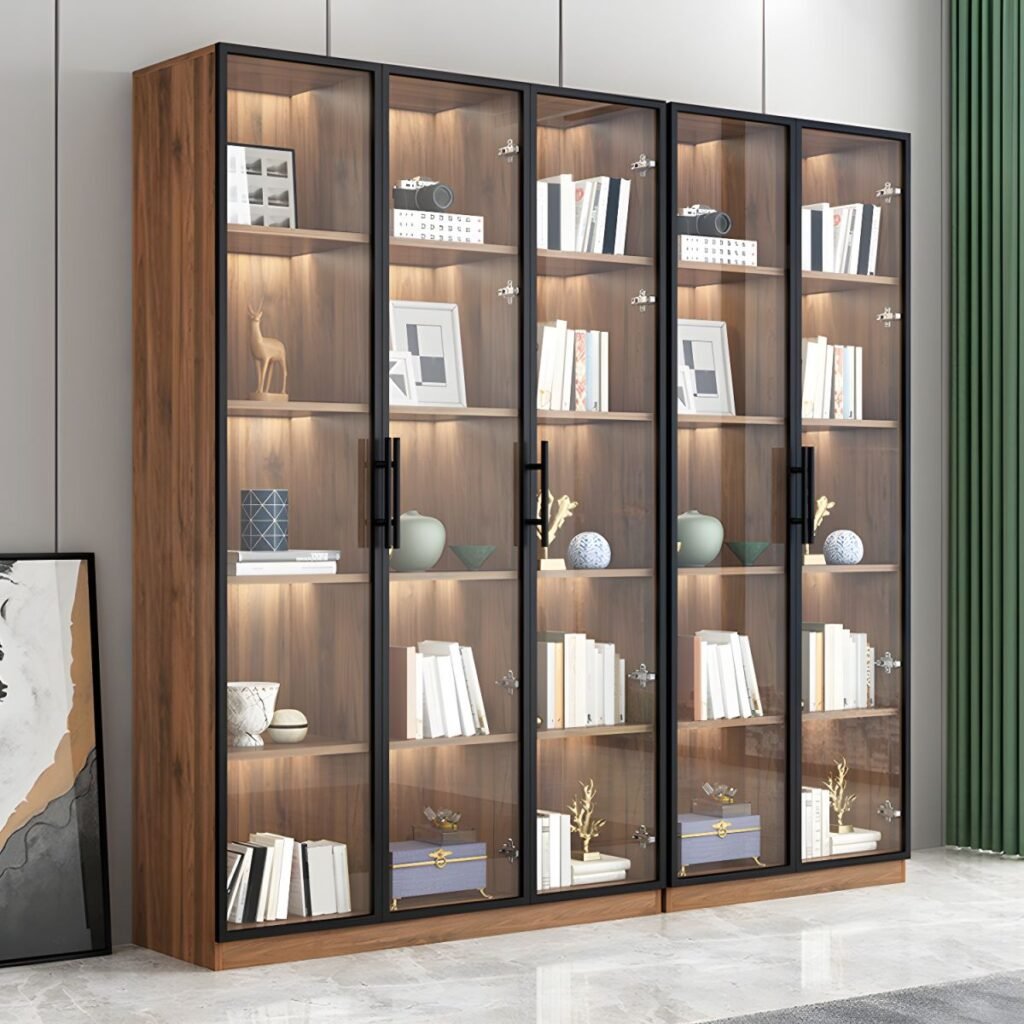 1200x1200 342 Amazing Wooden Bookshelf Storage Cabinet Book Shelvese With 5,6,8 glass doors Bookcase