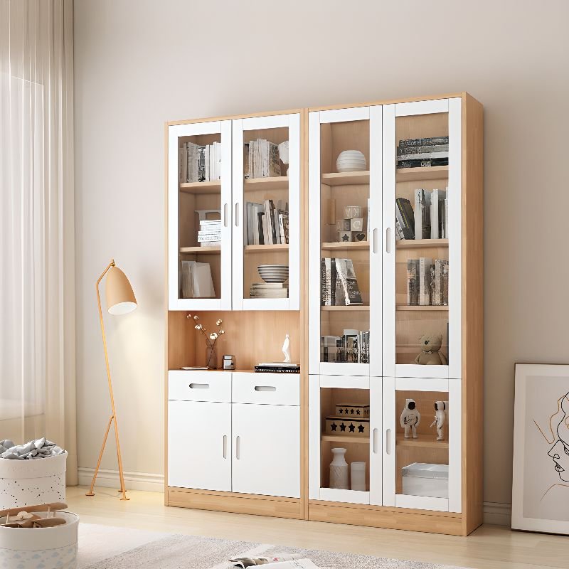 Charming Coastal Archive – Stately 79-Inch Timber & White Library with Inset 3C Glass Doors and Large Drawers - Image 2