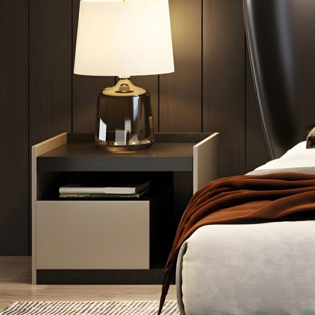 1200x1200 384 Sturdy Wood Grain Nightstand with 3 Storage Tiers