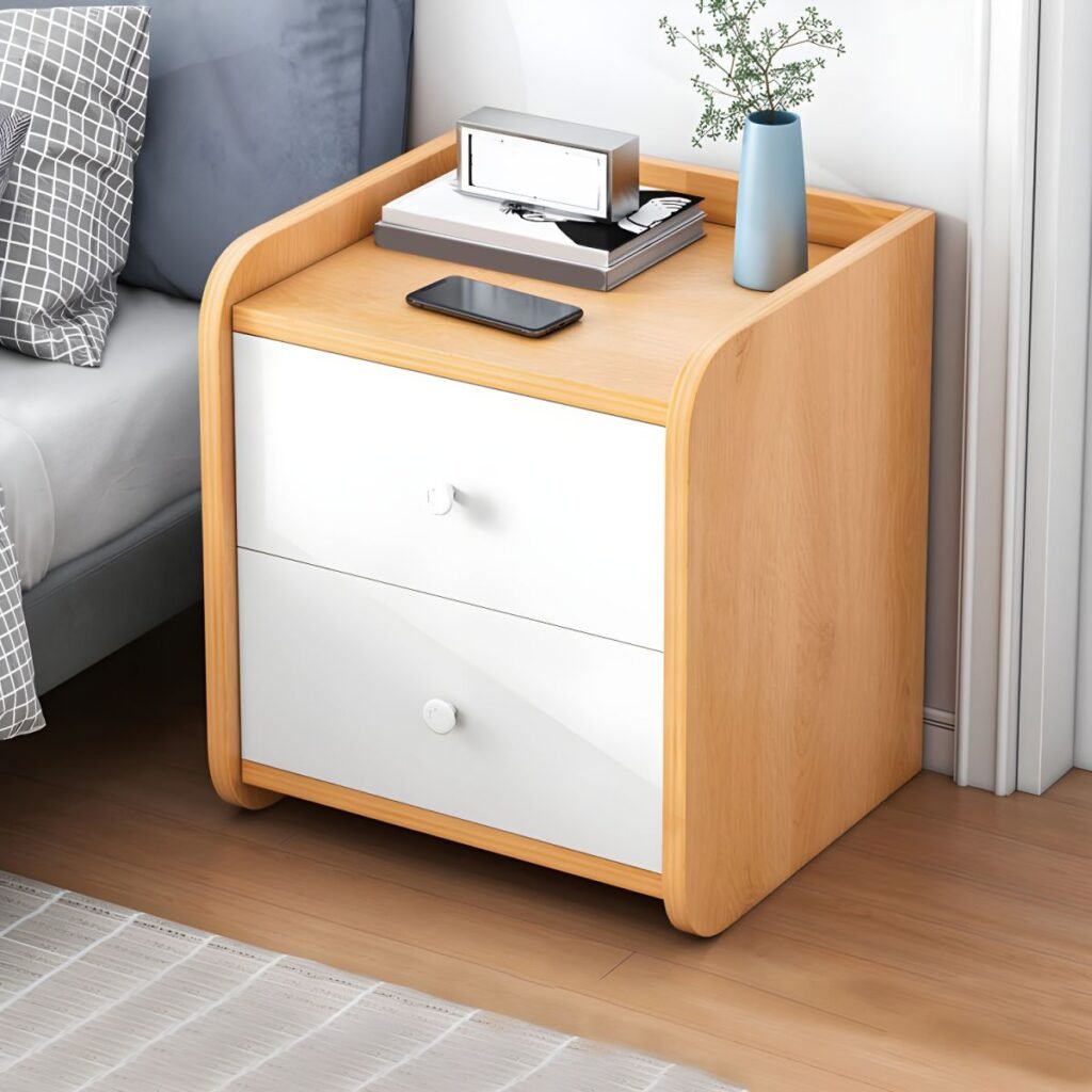 1200x1200 396 Graceful Compact Nightstand with 2 Silent Drawers