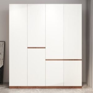 Modish Manufactured Wood Independent Armoire Cabinet with Soft Close Drawer, Soft Close Door, Interior Shelves, and Clothing Rod