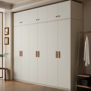 White Casual Wood Independent Armoire Cabinet with Compartments, Soft Close Door, and Interior Shelves