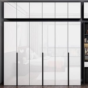 Chalk Minimalist Laminate Cabinet Armoire with Soft Close Drawer, Soft Close Door, Interior Shelves, and Clothing Rod