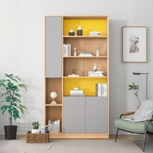 Impressive Vertical Organizing Shelf with 3-Cabinet, 4-Shelf, and Closed Back