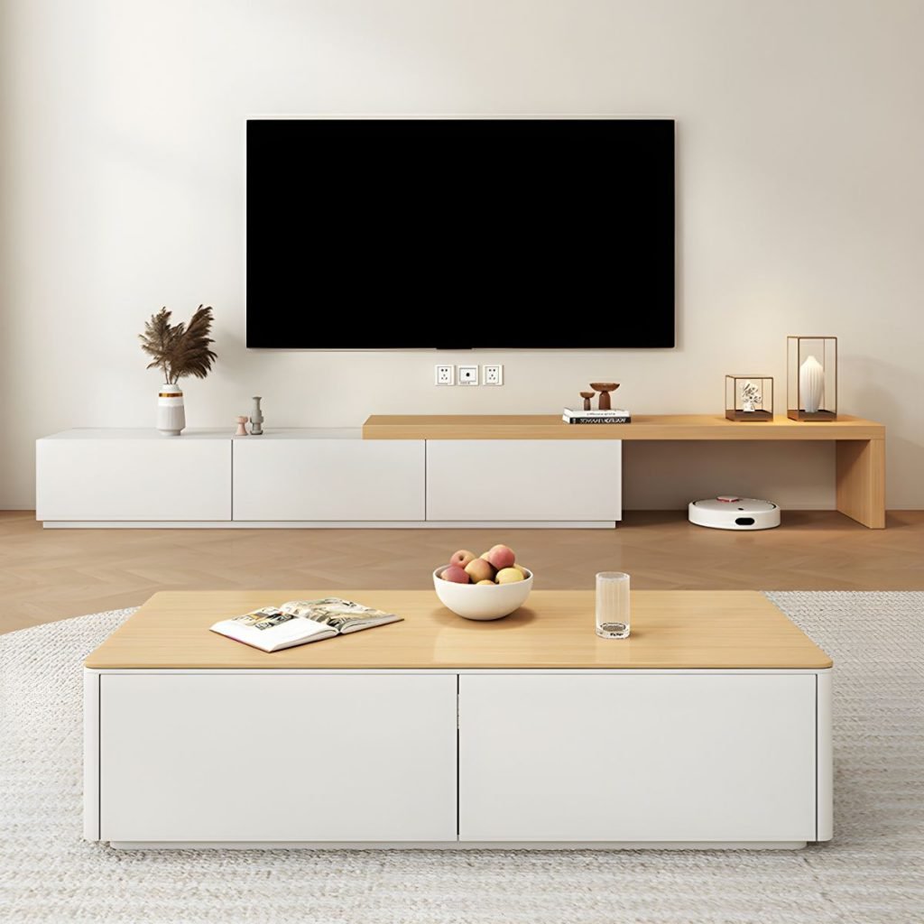 Scandi Wood TV Console 400cm with 4 silent drawers.