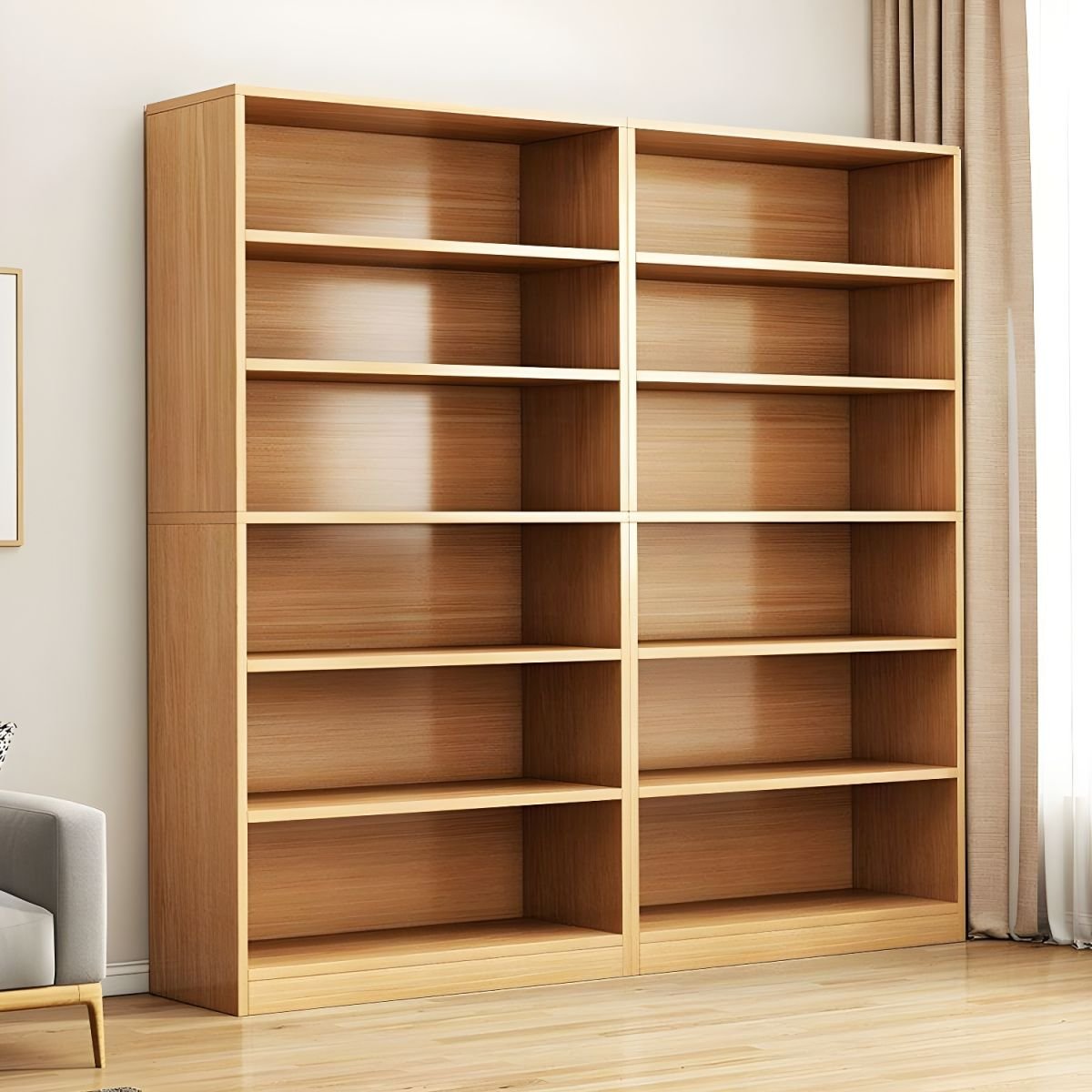 Wooden Modern Design six-tier Movable Shelf Panels Living Room Library Bookcase No Doors Storage Cabinet Book Shelvese Bookshelf - Image 3