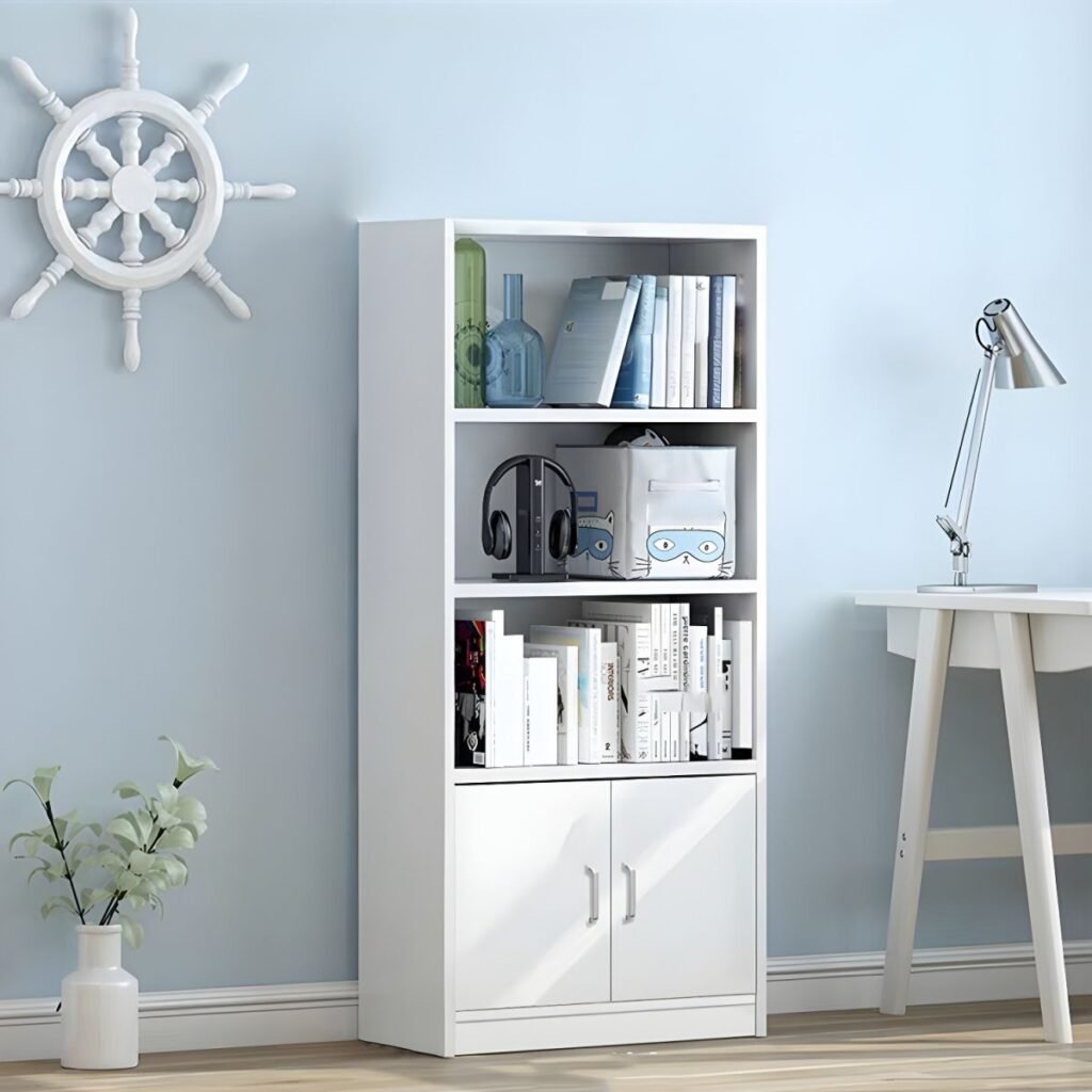 1200x12001 325 Minimalist Scandinavian Bookcase With 2/6 Doors - Sleek Semi-Open Storage Cabinet Bookshelf