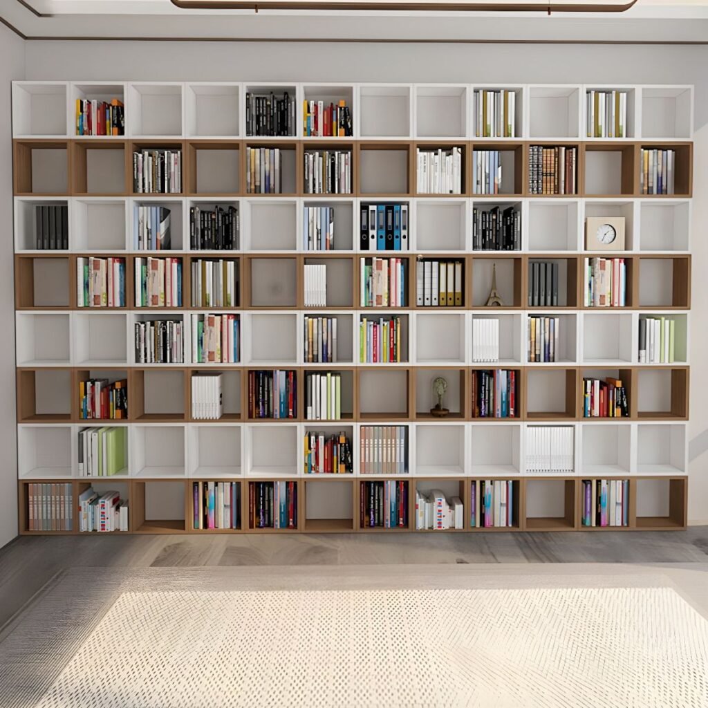 1200x12001 337 Modern Wooden Bookcase with Open Shelf Design - Minimalist Modular Library for Home Office