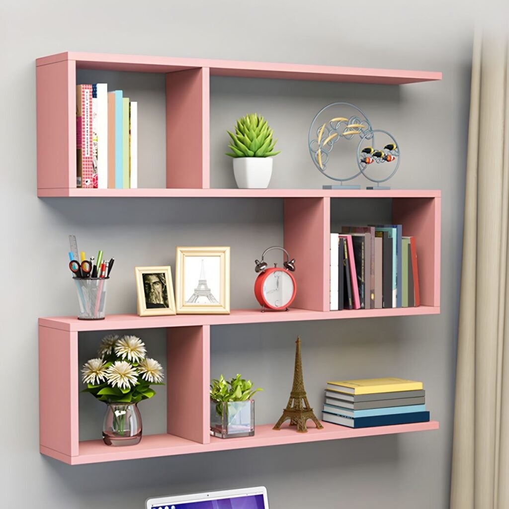 1200x12001 361 Wall-Mounted Timber Unit – Brilliant 29.5-Inch Floating Walnut Shelf, Harmonious 2-Tier Open Storage for Modern Gallery Walls