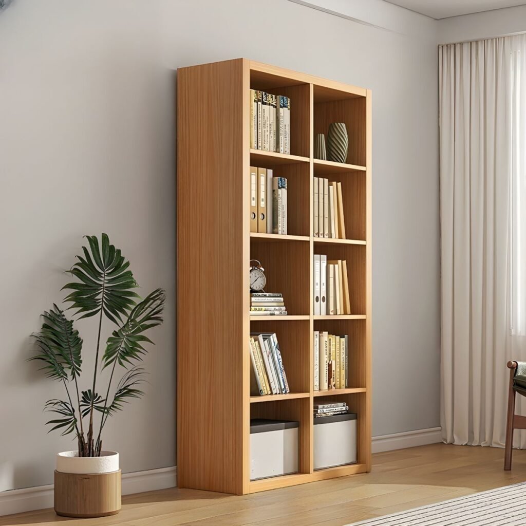 1200x12001 363 Linear Wood-Grain Stand – Refreshing 59-Inch Tall Open Bookshelf, Solid 5-Tier Rustic Brown Organizer for Vibrant Home Decor